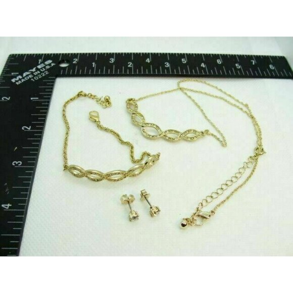 Womans Avon Jewelry Bracelet Necklace Earrings Gold Tone 3pc Set w Box Gift Girl - Picture 7 of 10